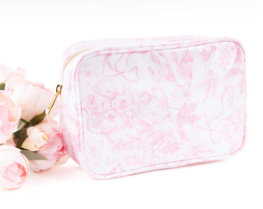 8 Oak Lane Clear Coated Rect Cosmetic - Pink Bunny Toile