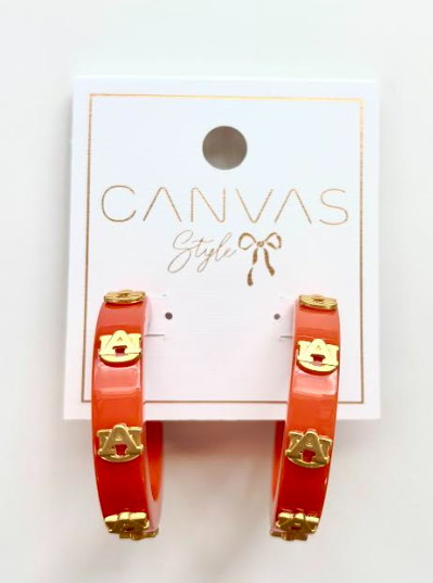 Canvas Auburn University Resin Hoop Earrings