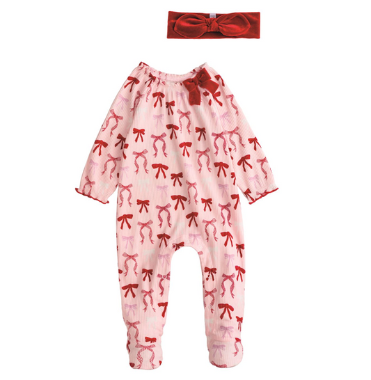 MP Christmas Bow Sleeper & Headband Set