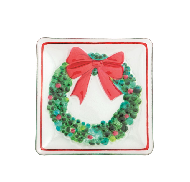 MP Wreath Fused Glass Plate