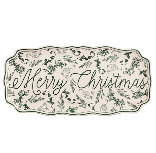 MP Merry Christmas Green Toile Tray