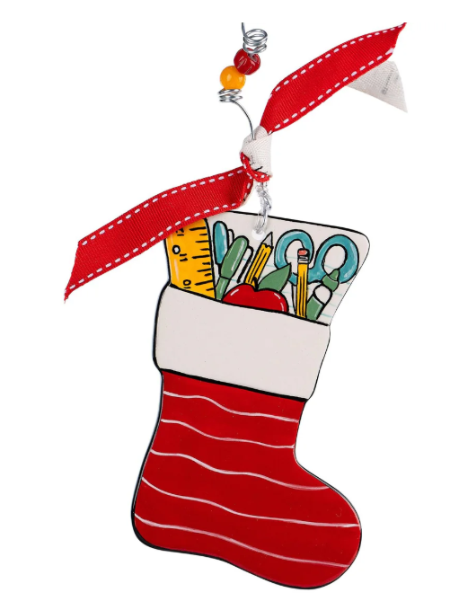 GH Teacher Stocking Flat Ornament