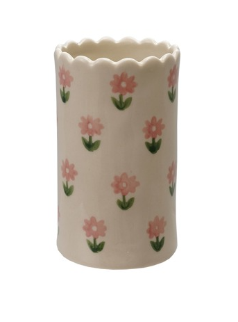HM Stoneware Vase Scalloped Edge