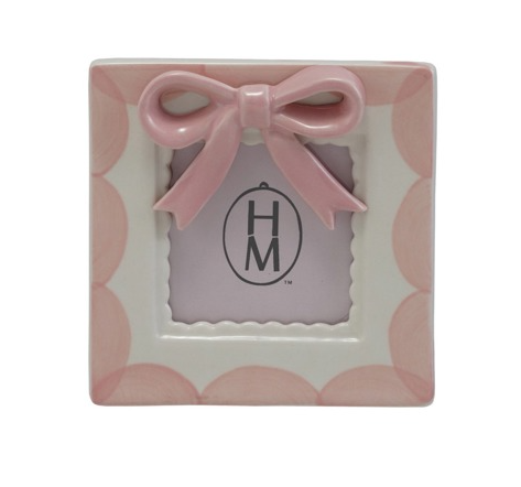 HM Stoneware Pink & White Bow Frame