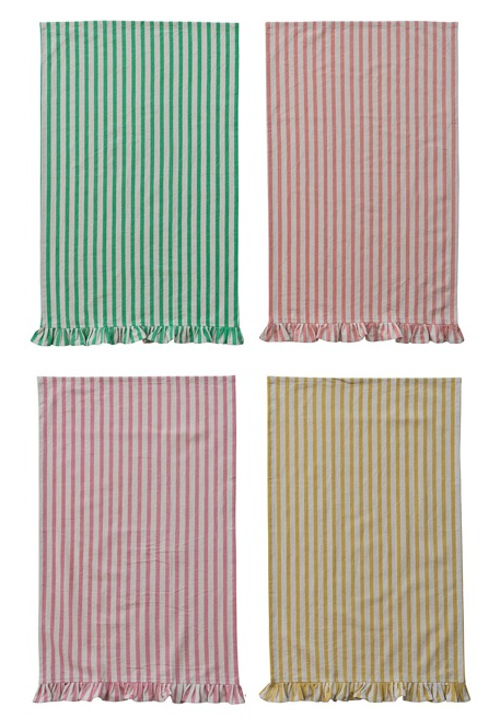 HM Cotton Printed Tea Towel (Stripped Ruffle)