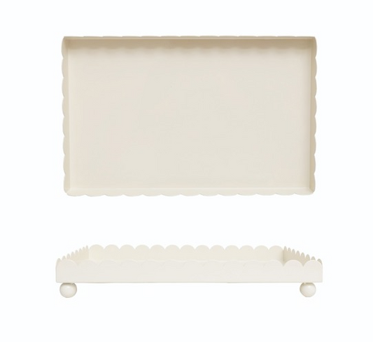 HM Cream Iron Footed Tray