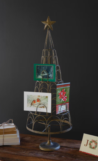 Kalalou Metal Christmas Tree Card Holder