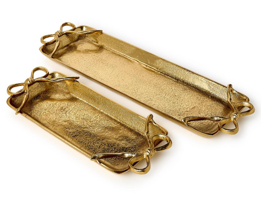 TC Small Gold Bow Handled Tray