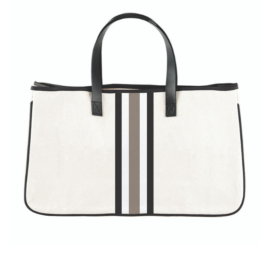 SBDS Racer Stripe Canvas Tote- Natural & Grey