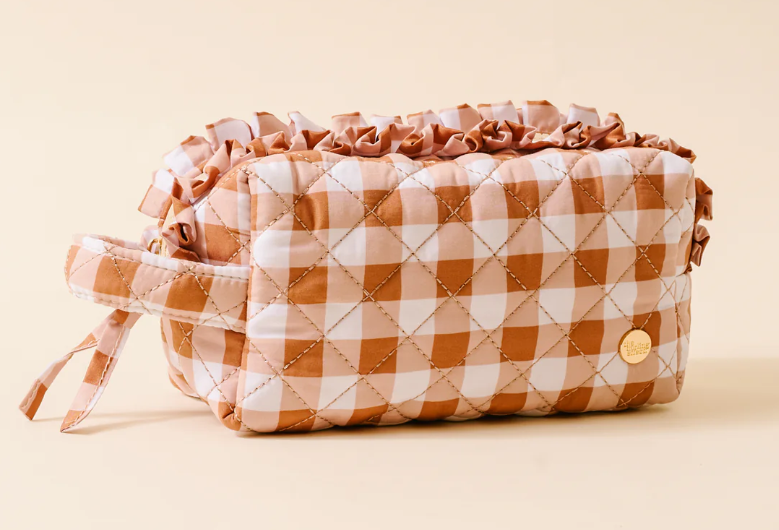 TDE Essentials Quilted Cosmetic Pouch - Maple Gingham