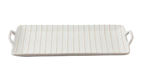 MP stoneware stripe platter WHI