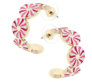Canvas Peppermint hoop earrings