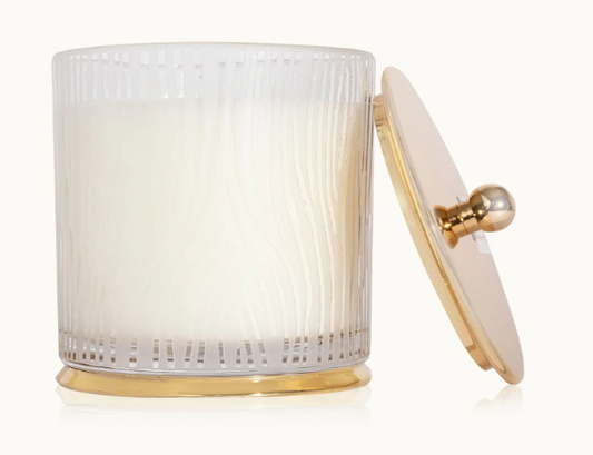 Thymes Large Frosted Wood Grain Candle - Fraiser Fir