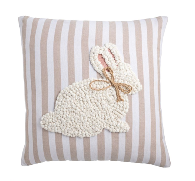MP Square White Bunny Embroidered Pillow