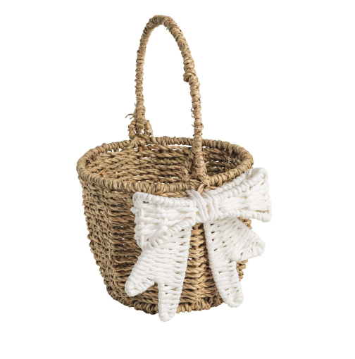 Mp White Woven Bow Basket