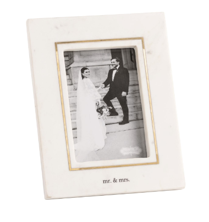Mp Mr. & Mrs. Gold Inlay Marble Frame