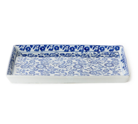 TC Blue & White Floral Tray
