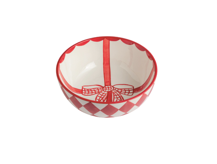 MP Red Christmas Check Bow Bowl