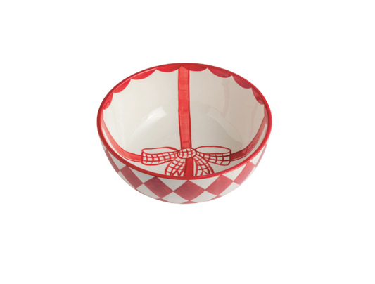 MP Red Christmas Check Bow Bowl