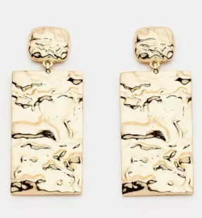 GG Gold Plated Rec. Hammered Earrings