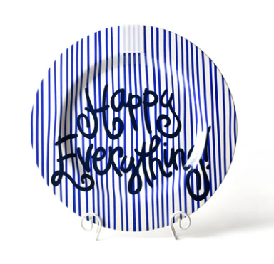 HapEv Round Platter- Indigo Skinny Stripe