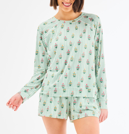 MS Annie Short Set | Cottage Stripes Green
