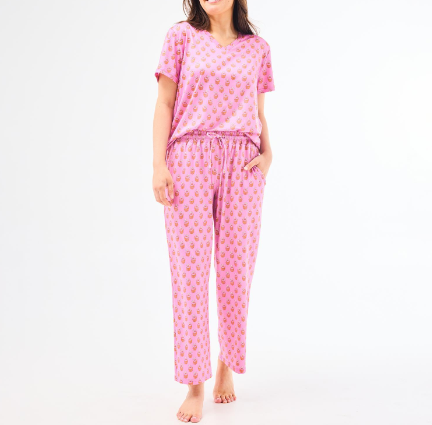 MS Allie Pant Set | Floral Foulard Pink