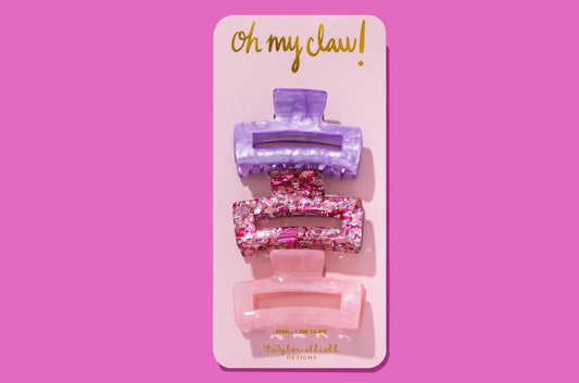 TED Pink Confetti Claw Clip Trio