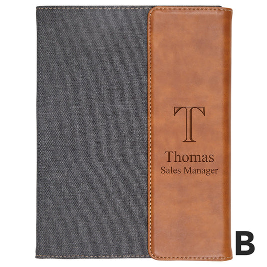 PGD Large Padfolio - Grey & Tan Leather