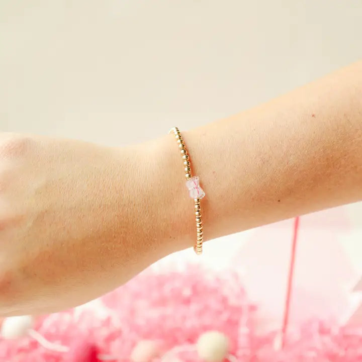 Pink Bow BB Bead Bracelet