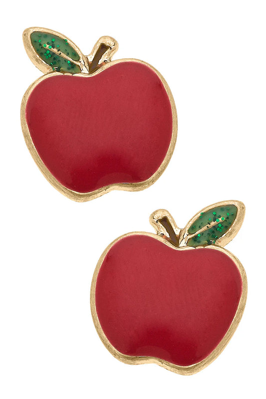 Canvas Apple Stud Earrings