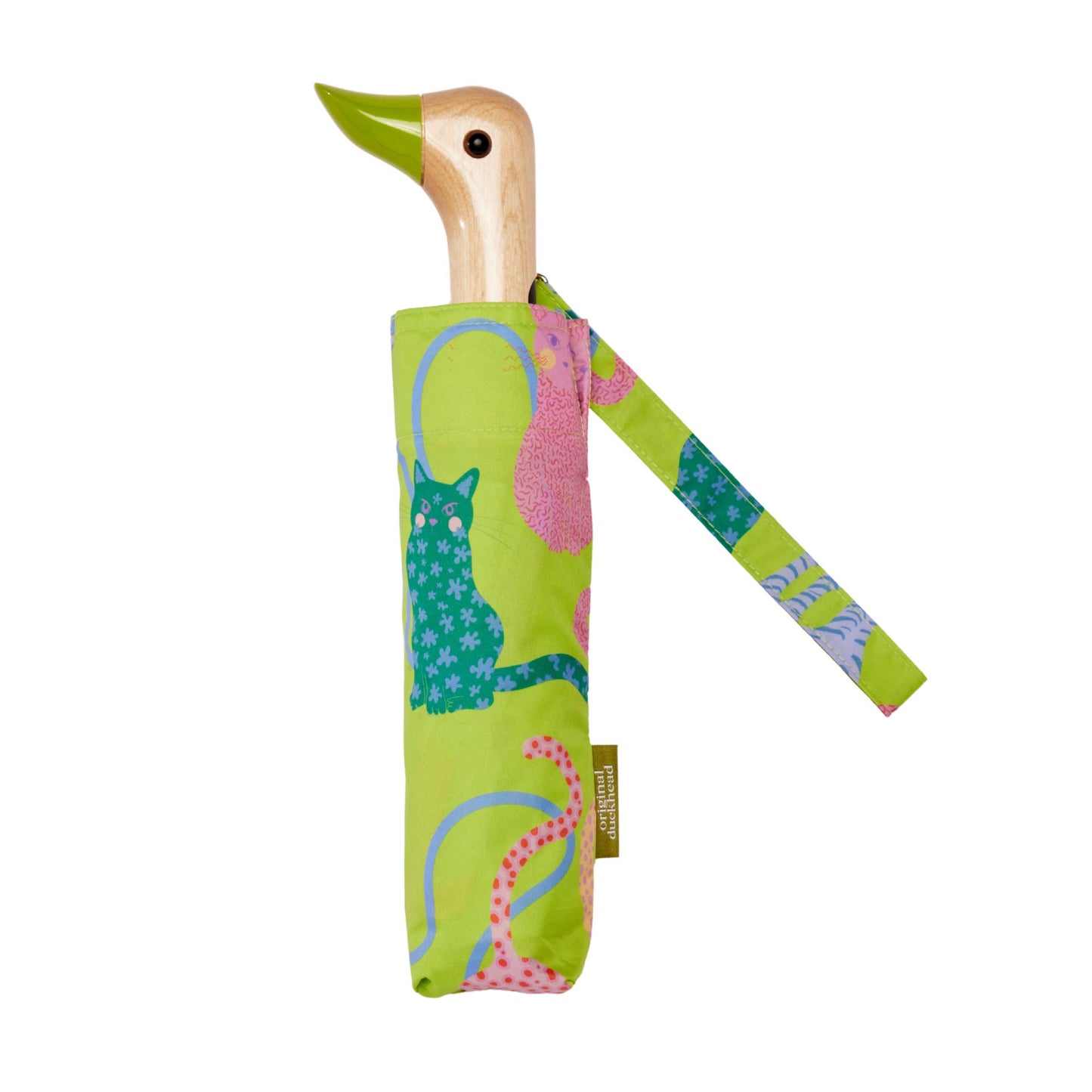NEW Print! Lime Arty Cats Eco-Friendly Duck Umbrella