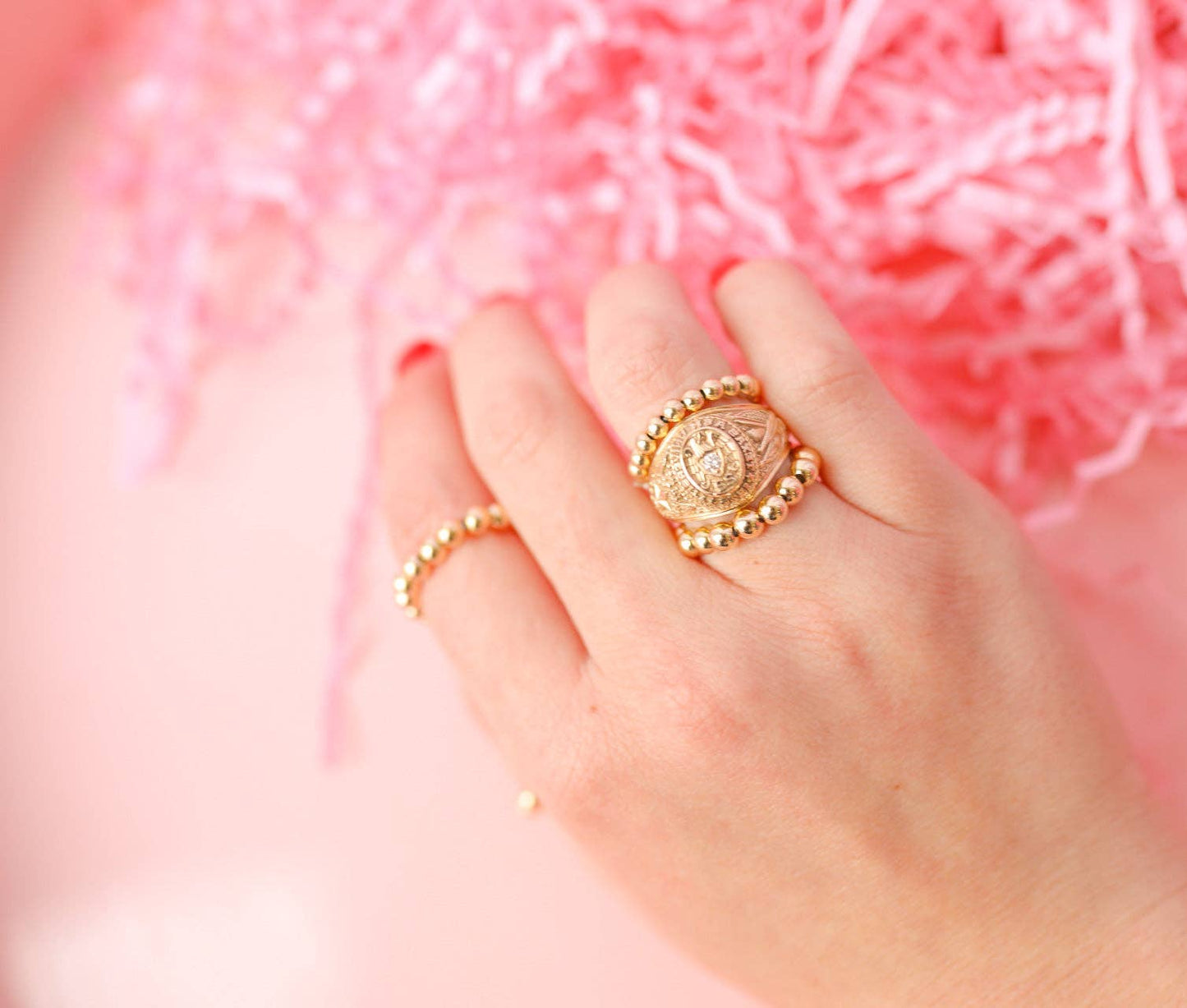 Lindy Beaded Band in Gold