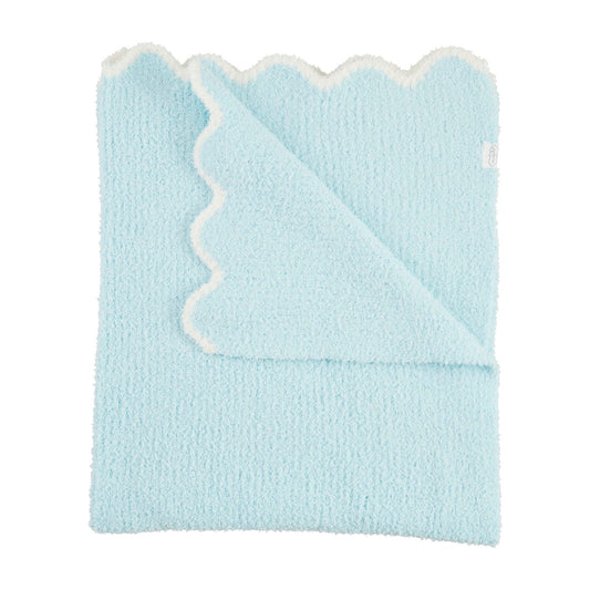 MP blue chenille scalloped blanket
