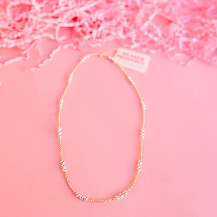 ILY Mixed Metal Beaded Necklace