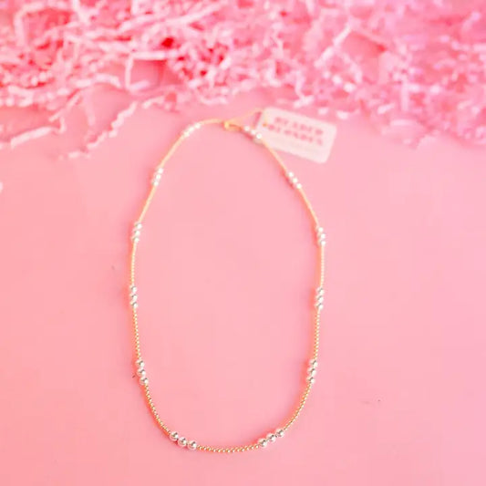 ILY Mixed Metal Beaded Necklace