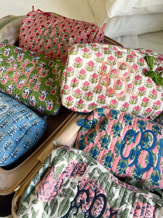 Quilted Block - Print Makeup Bag