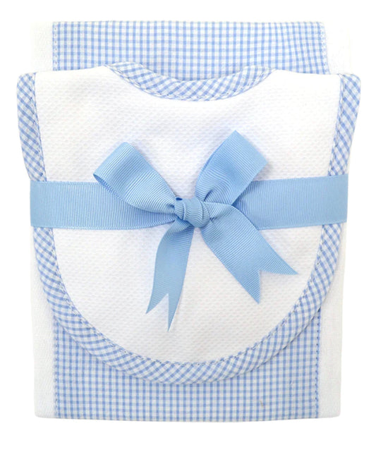 3M Bib & Burp Set- SM Blue Check