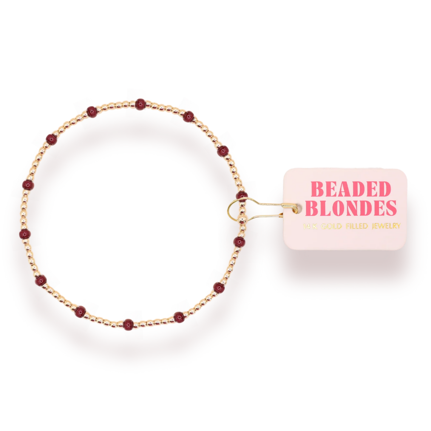Beaded Blonde Maroon Dainty Poppi Bracelet