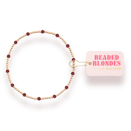 Beaded Blonde Maroon Dainty Poppi Bracelet