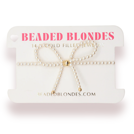 Beaded Blonde Pearl Bow Bracelet