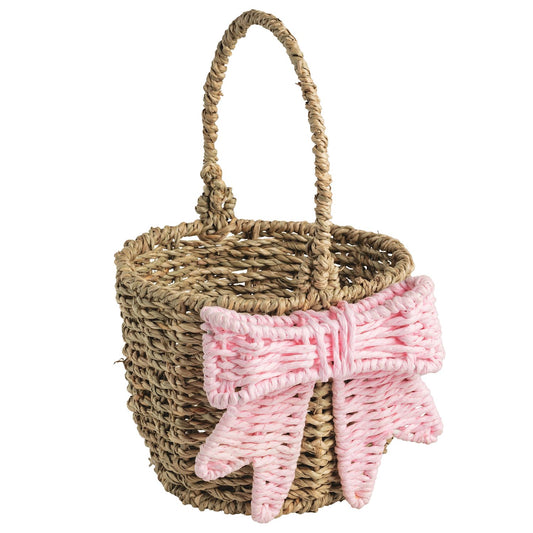 MP Pink Woven Bow Basket