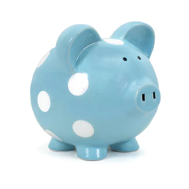 PL piggy bank blue white dot