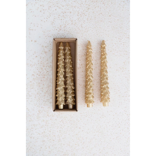 CC LG Gold Treeshaped Taper Candles