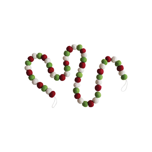 CC red green wool garland