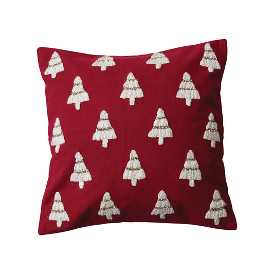 CC Red Christmas tree pillow square