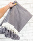 Woven Border Tassel Throw - Grey